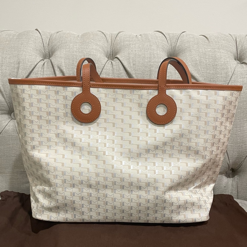 MOYNAT Oh! tote ruban MM Griege with yellow and blue ribbon - Picture 2 of 11